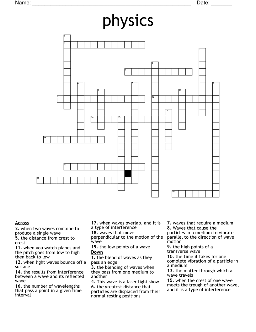 physics Crossword