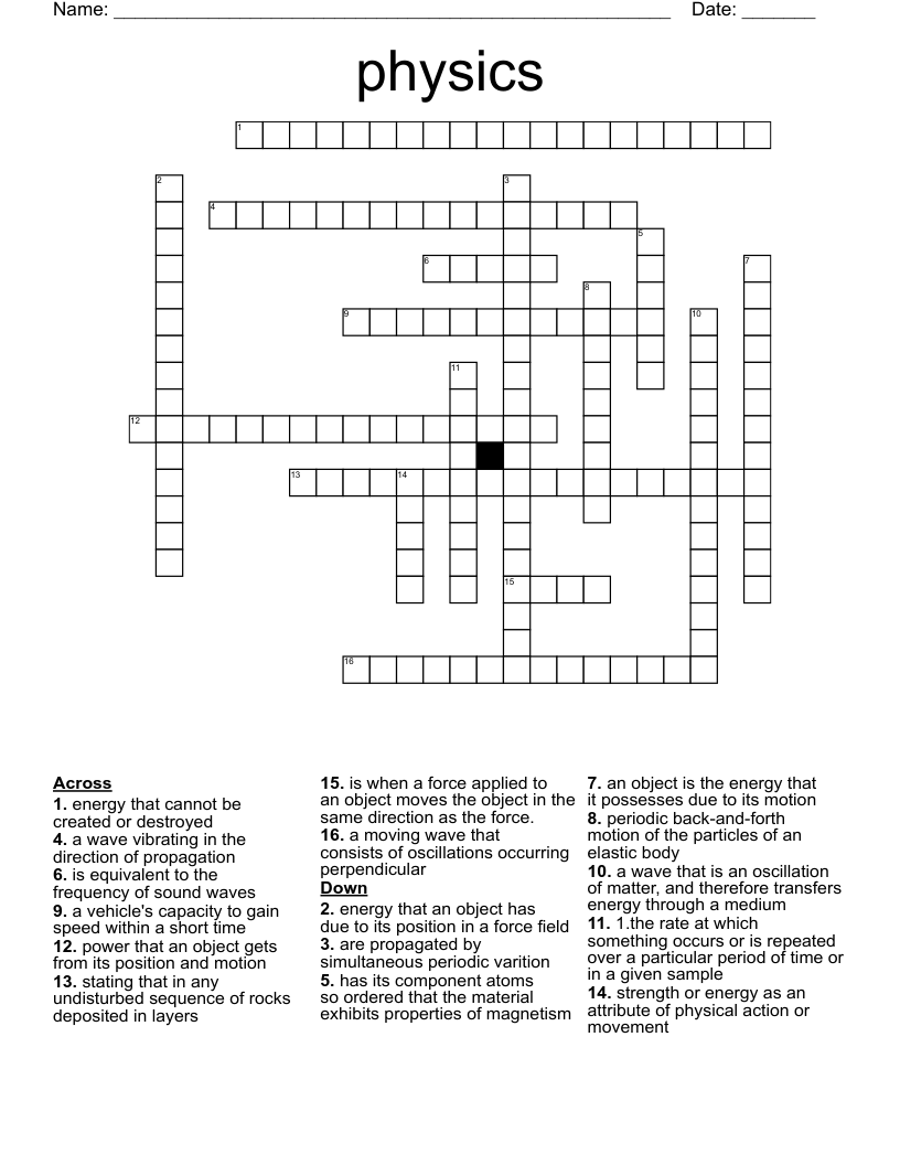 physics Crossword