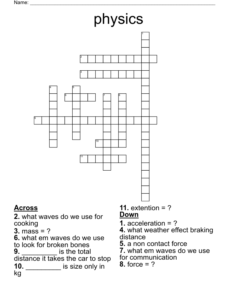 physics   Crossword