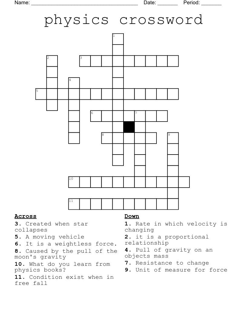 physics crossword 