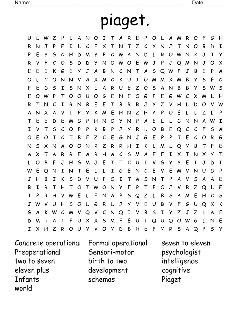 piaget. Word Search