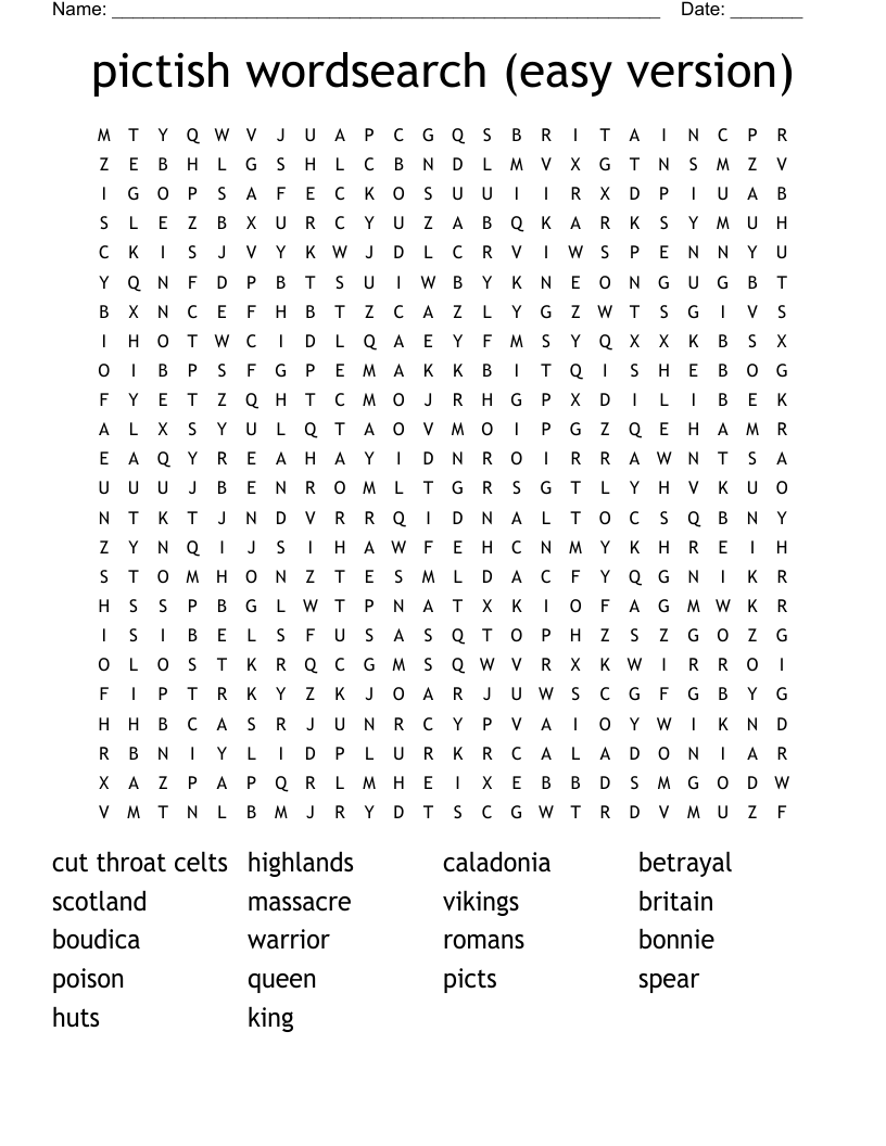 pictish wordsearch (easy version)