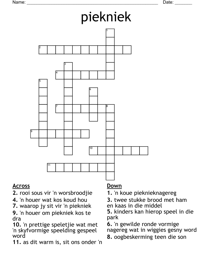 piekniek Crossword