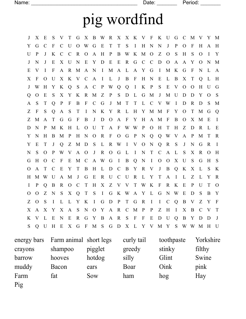 pig wordfind  Word Search