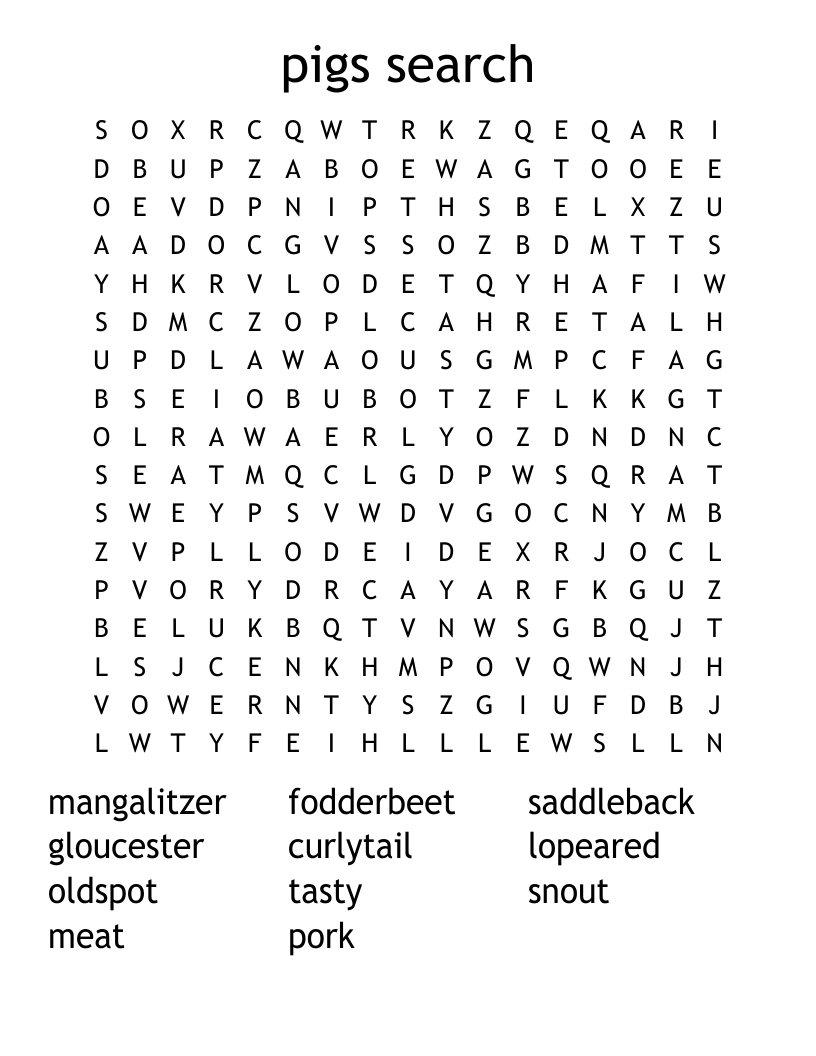 pigs search Word Search