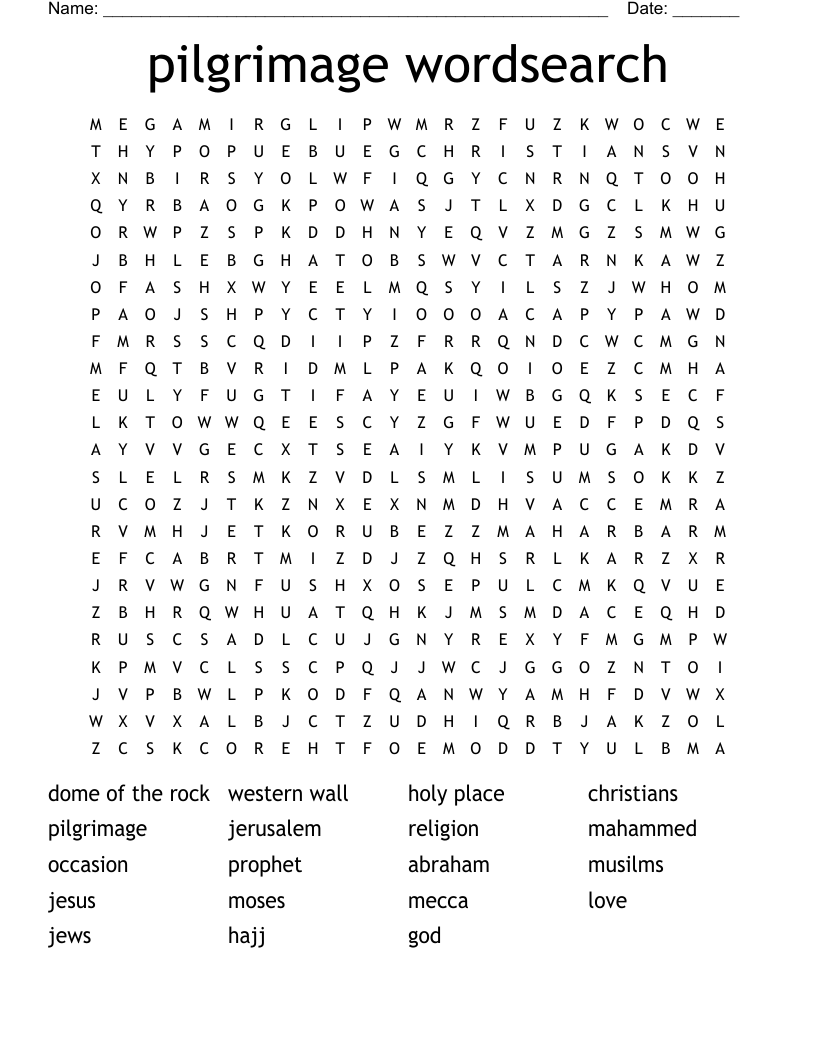 pilgrimage wordsearch 