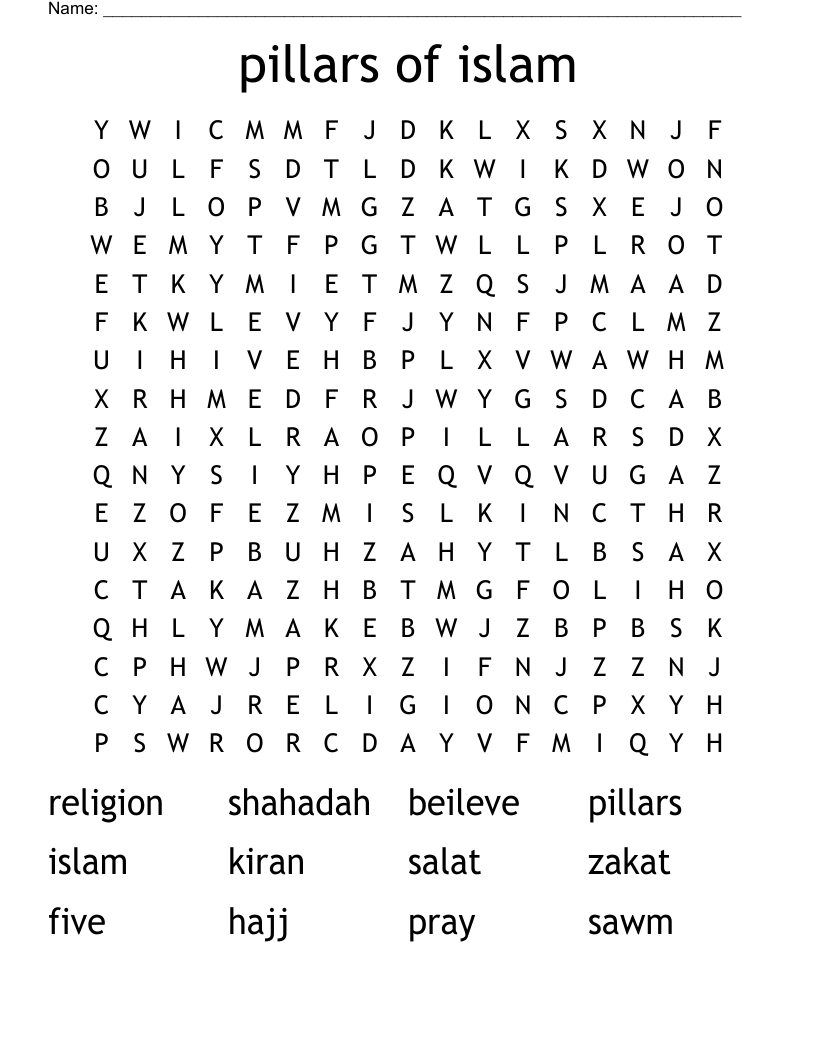 pillars of islam Word Search