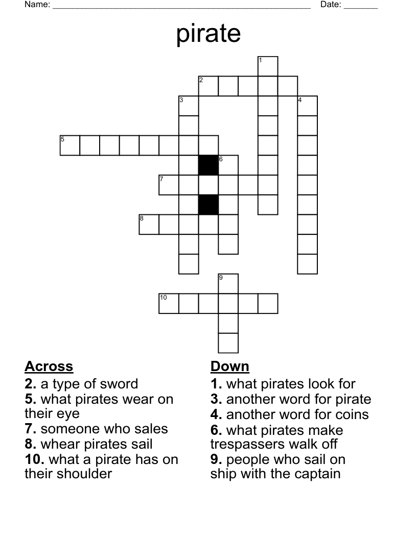 pirate Crossword