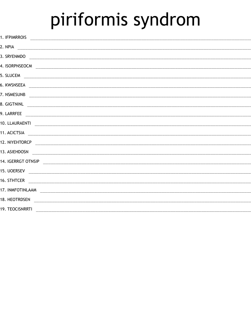 piriformis syndrom  Word Scramble