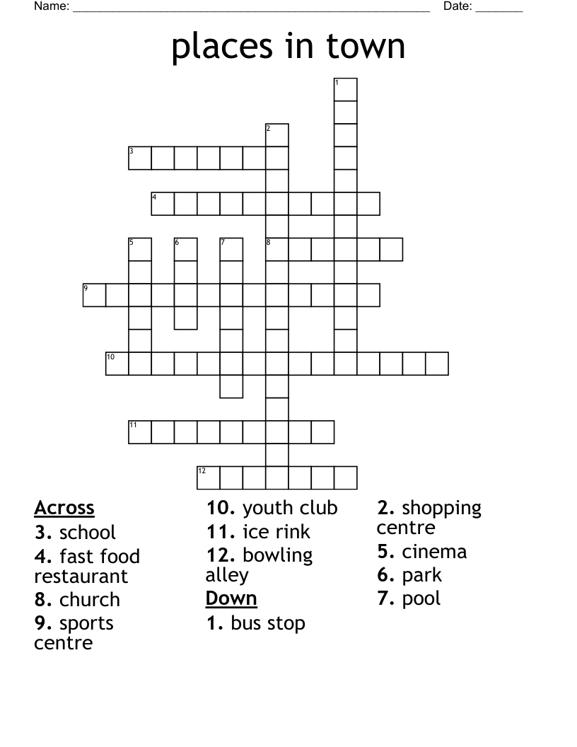 places in town Crossword