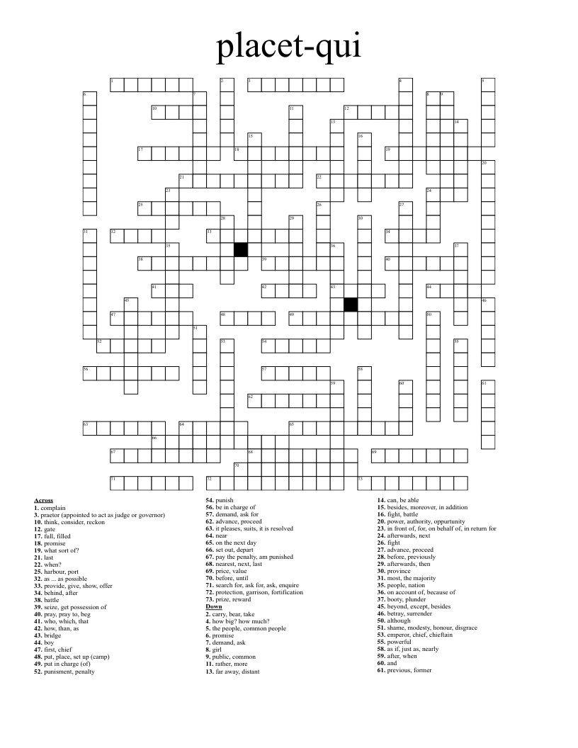 placet-qui Crossword
