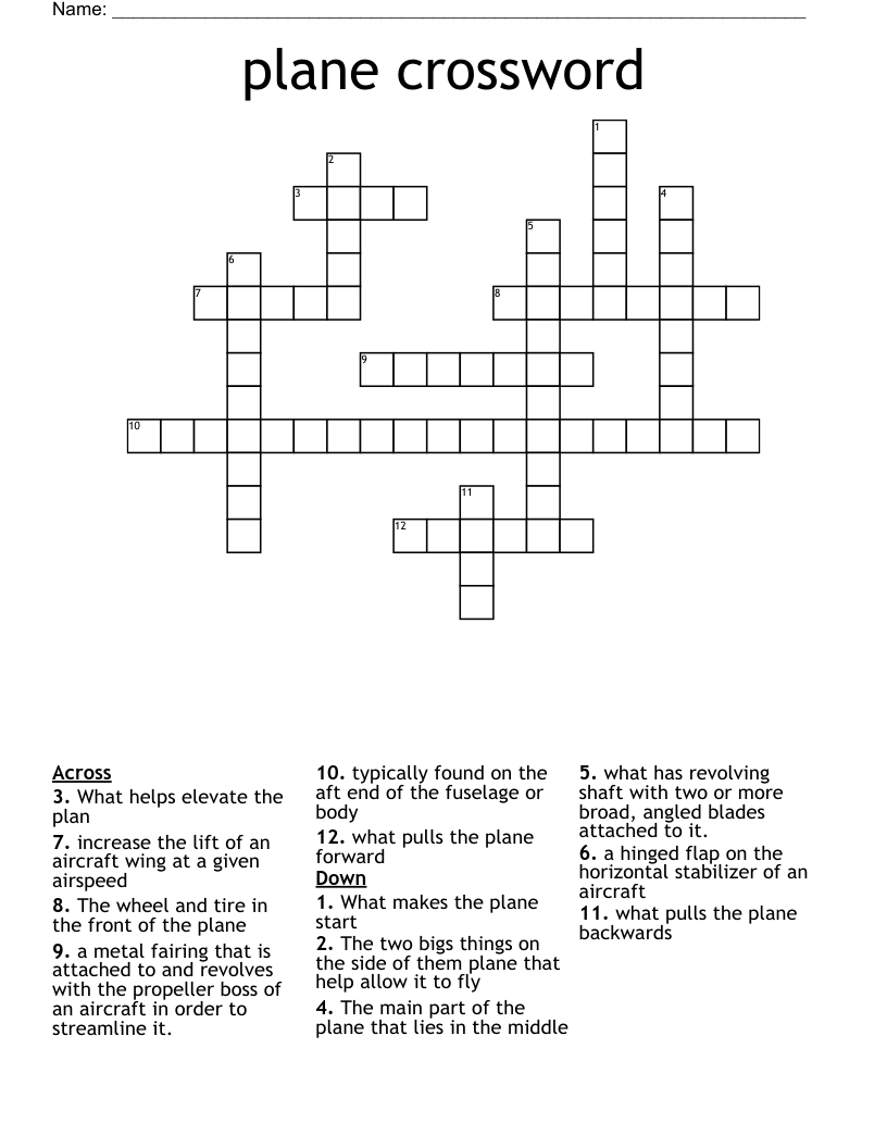 plane crossword