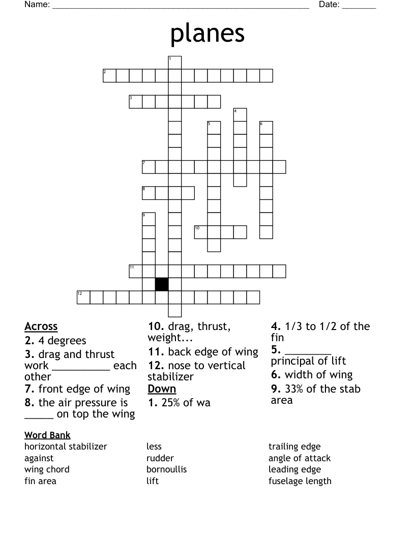planes Crossword