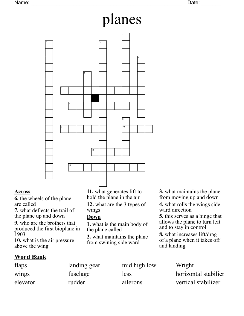 planes Crossword