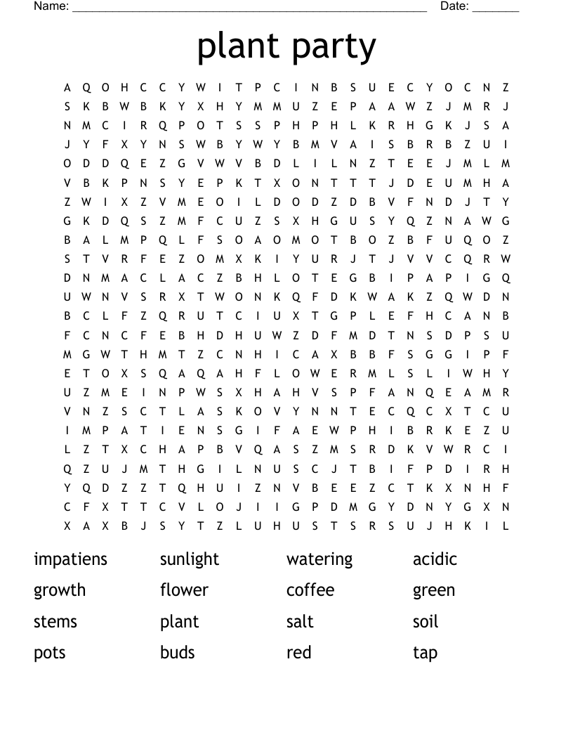 plant party Word Search