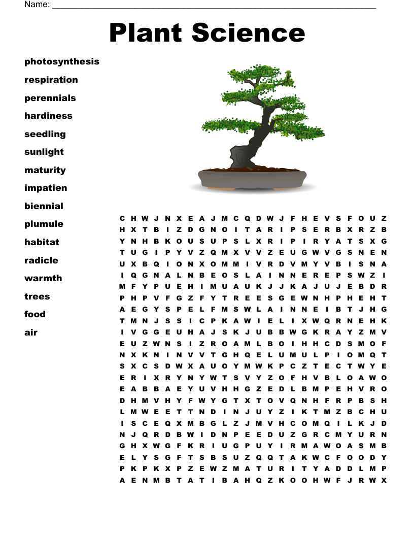 Plant Science Word Search
