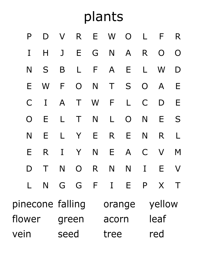 plants Word Search