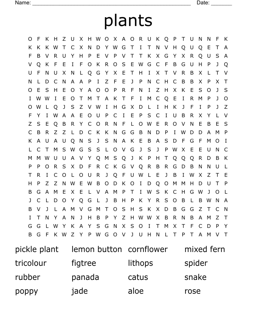 plants Word Search