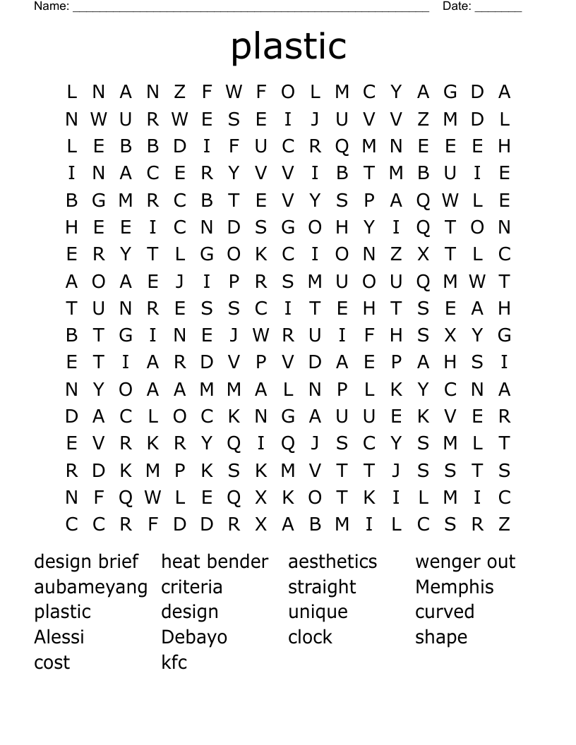 plastic Word Search