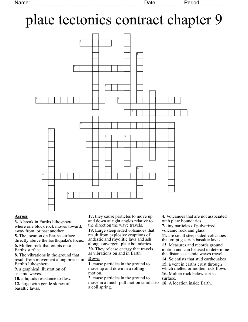 plate tectonics contract chapter 9 Crossword