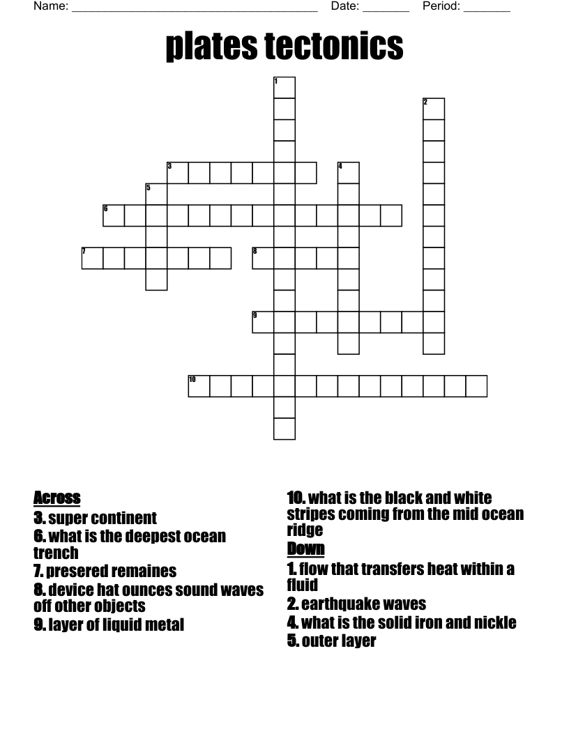 plates tectonics Crossword