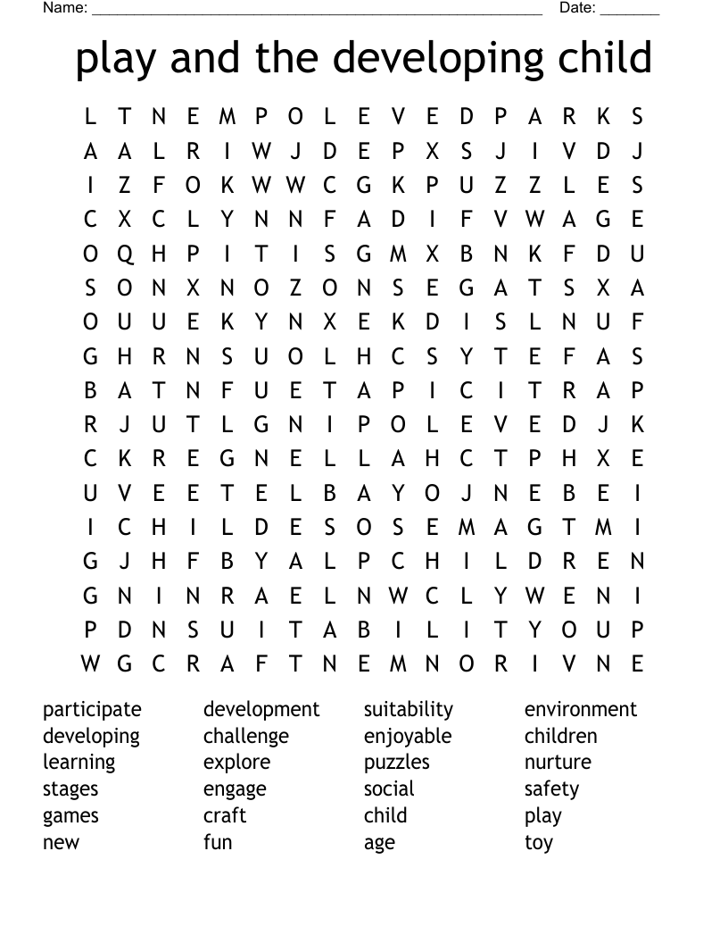 play and the developing child Word Search