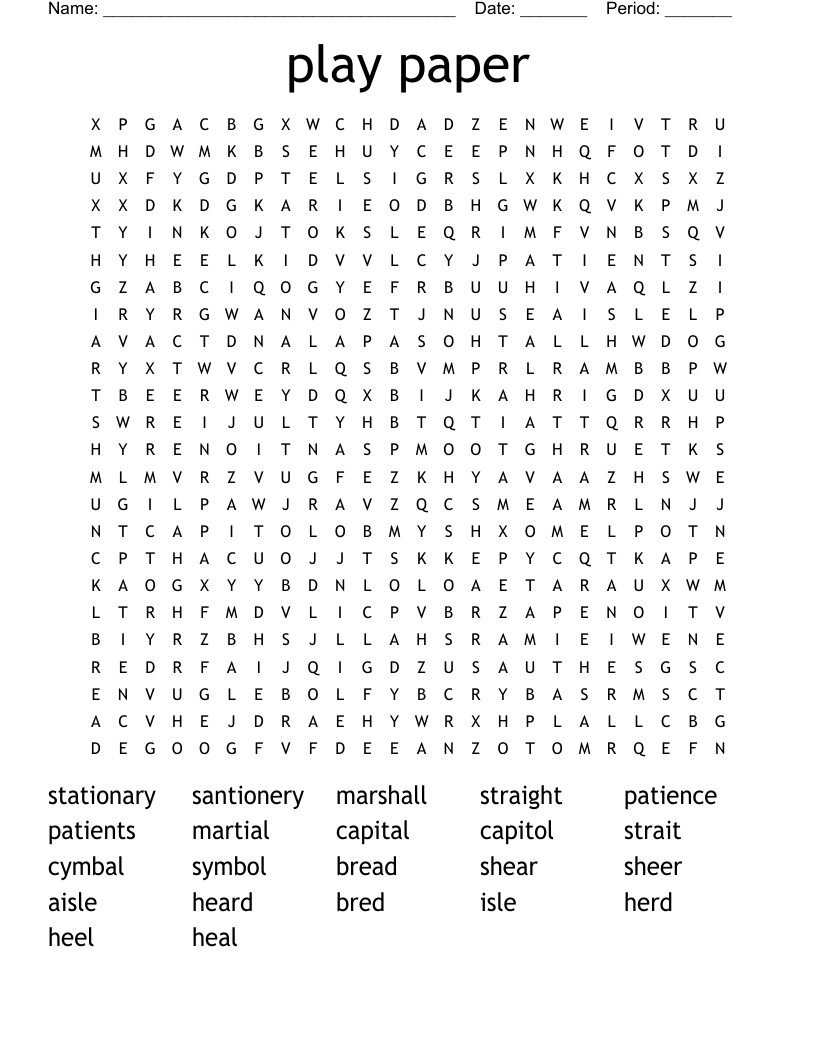 play paper Word Search