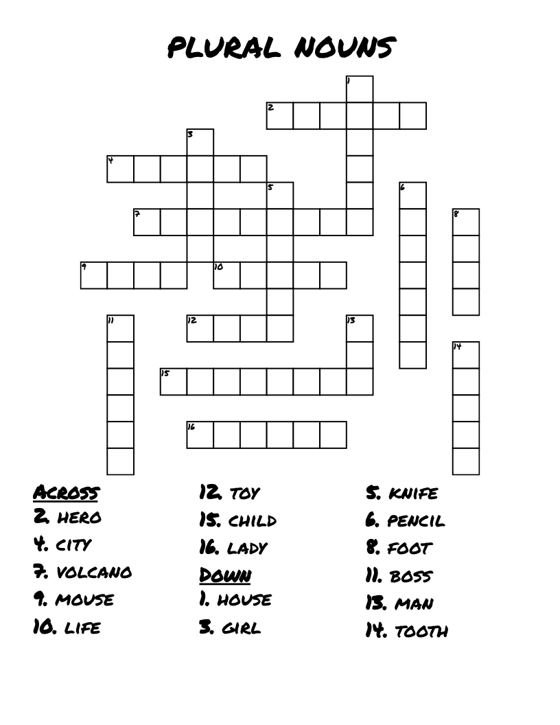 plural nouns  Crossword