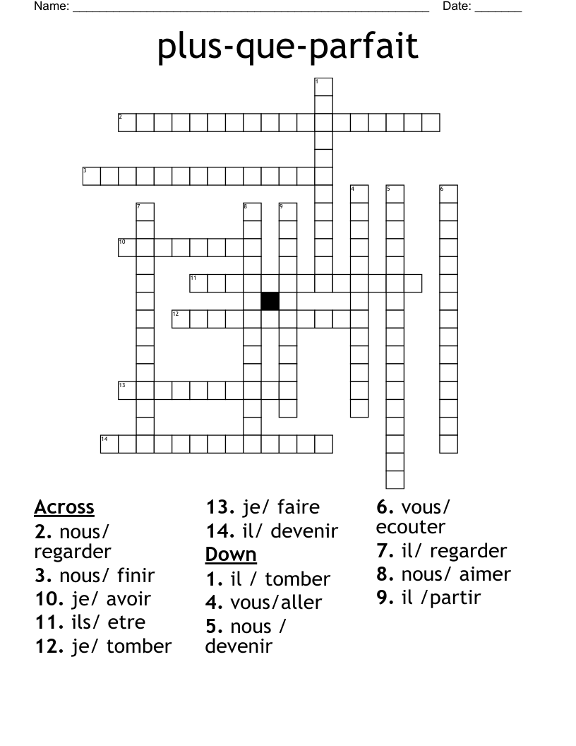 plus-que-parfait Crossword