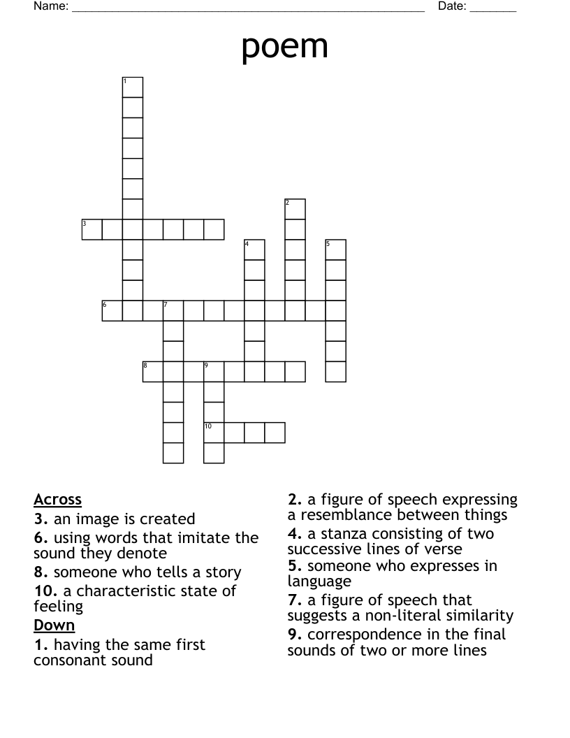 poem Crossword