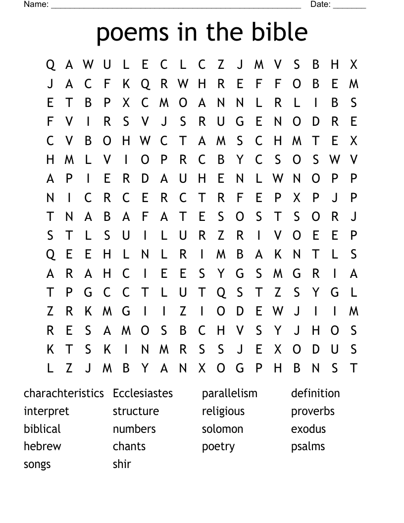 poems in the bible Word Search