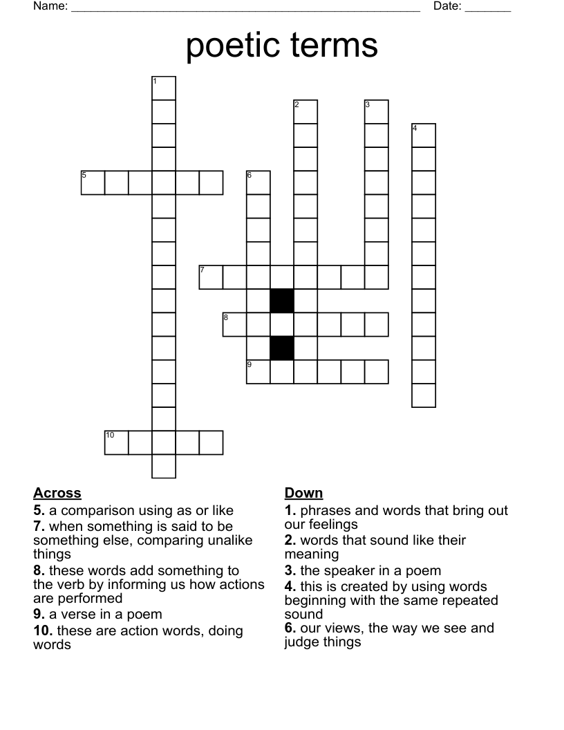 poetic terms Crossword
