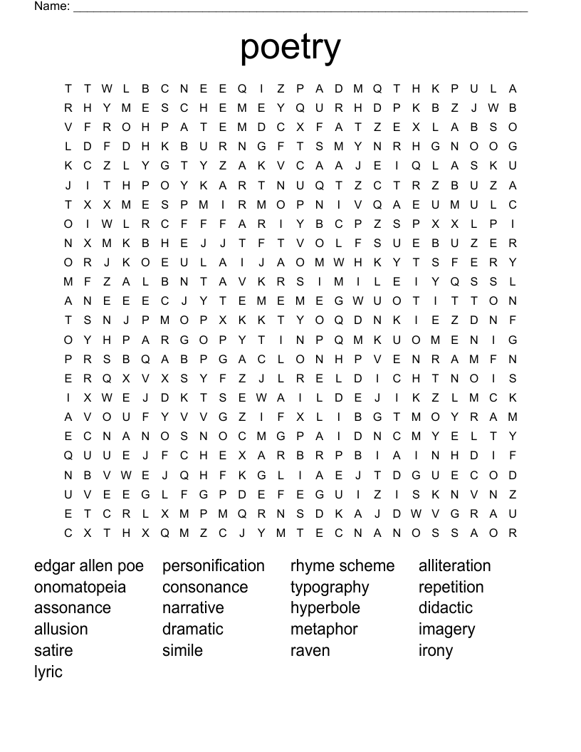 poetry Word Search
