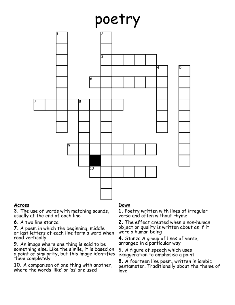 poetry Crossword