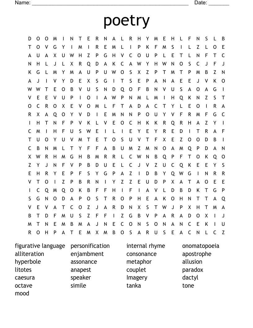 poetry Word Search