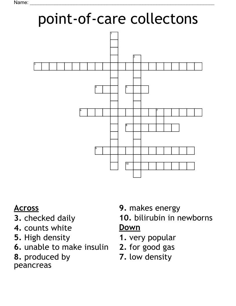 point-of-care collectons Crossword