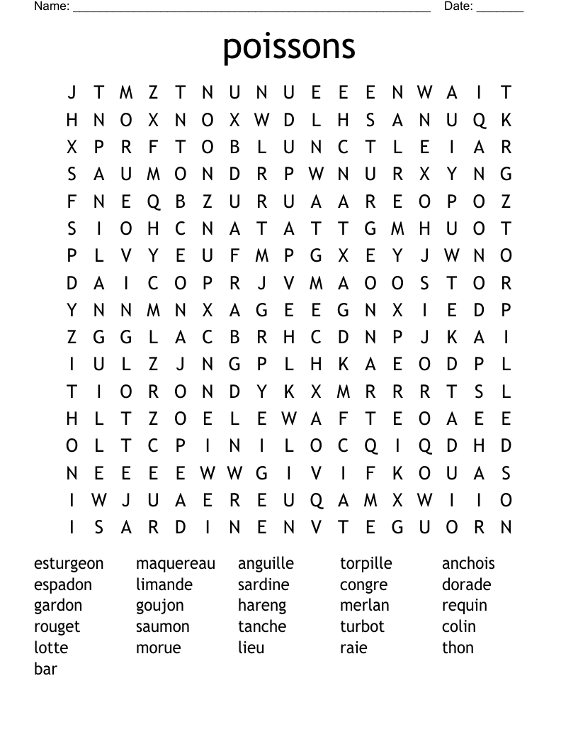 poissons Word Search