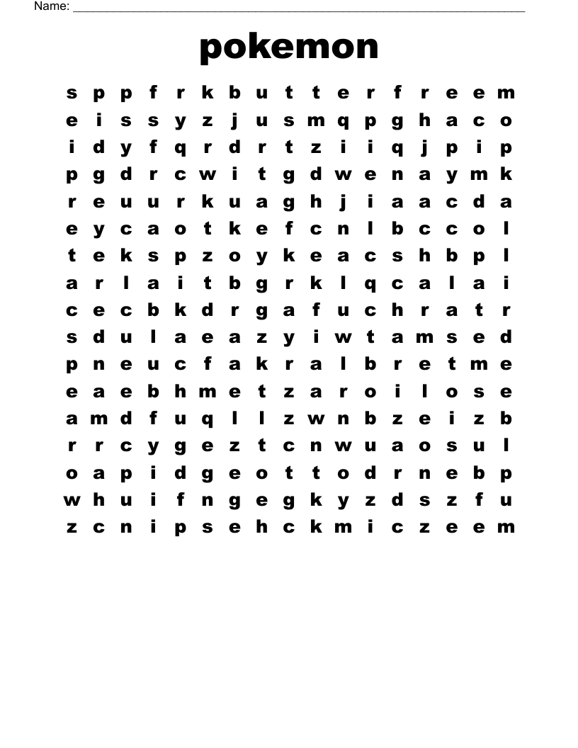 pokemon Word Search