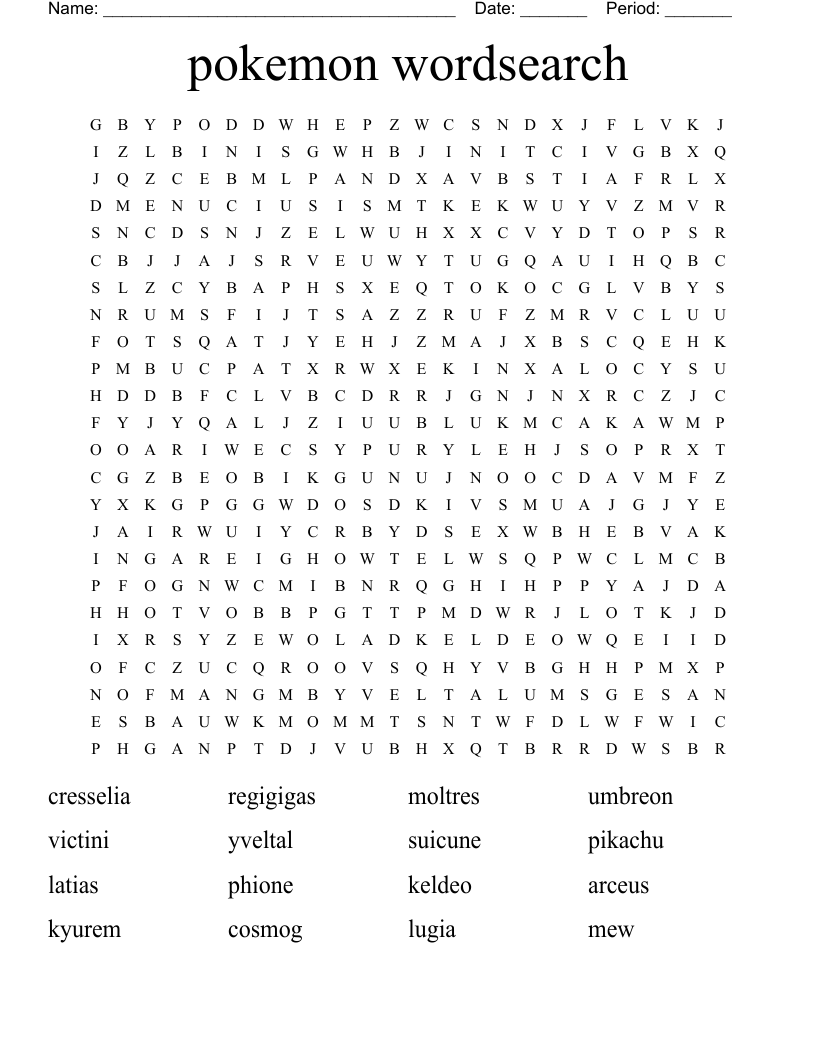 pokemon wordsearch