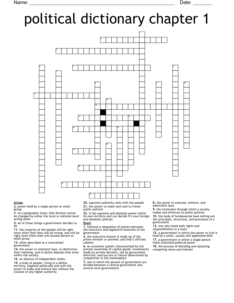 political dictionary chapter 1 Crossword