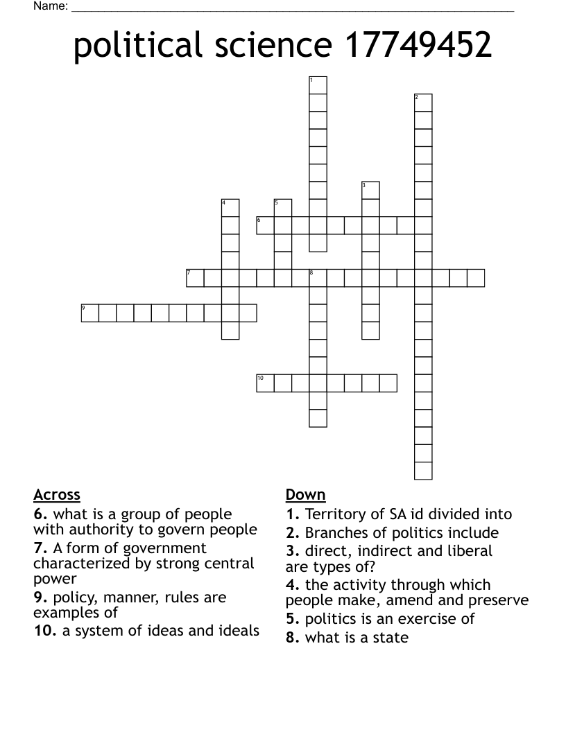 political science 17749452 Crossword