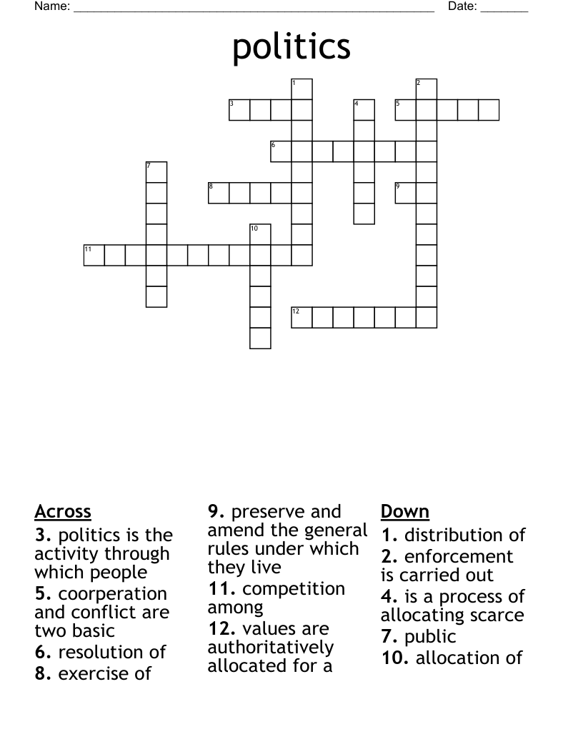politics Crossword