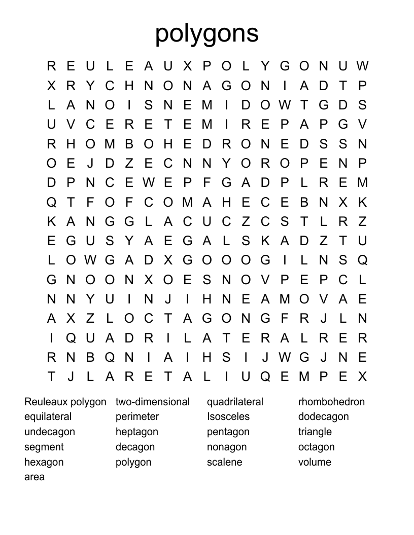 polygons Word Search