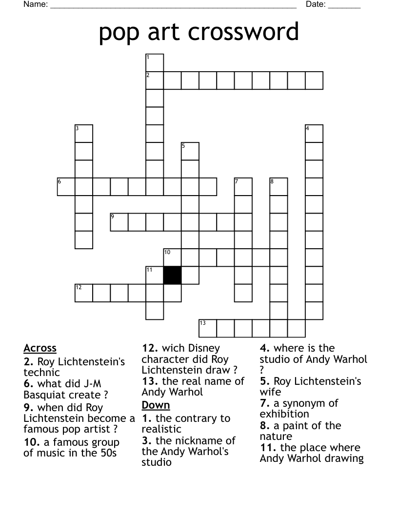 pop art crossword