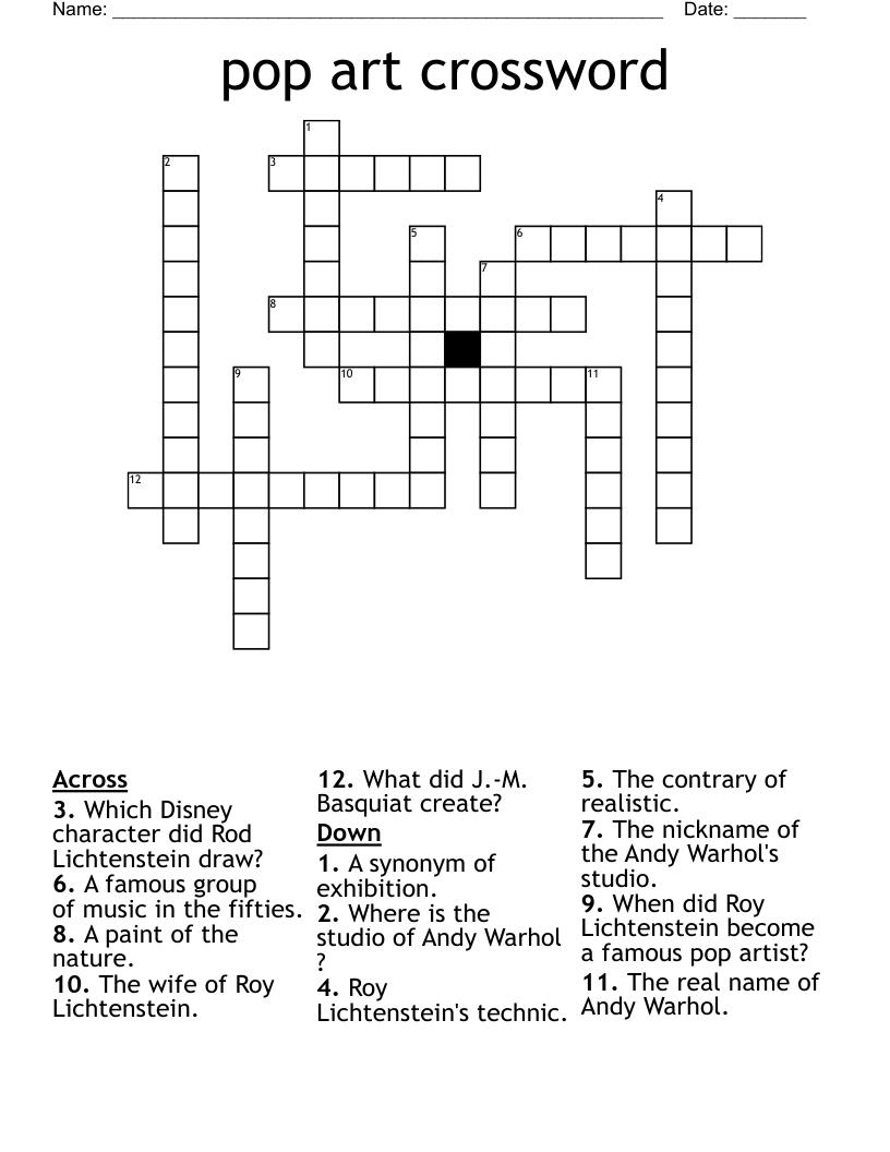 pop art crossword