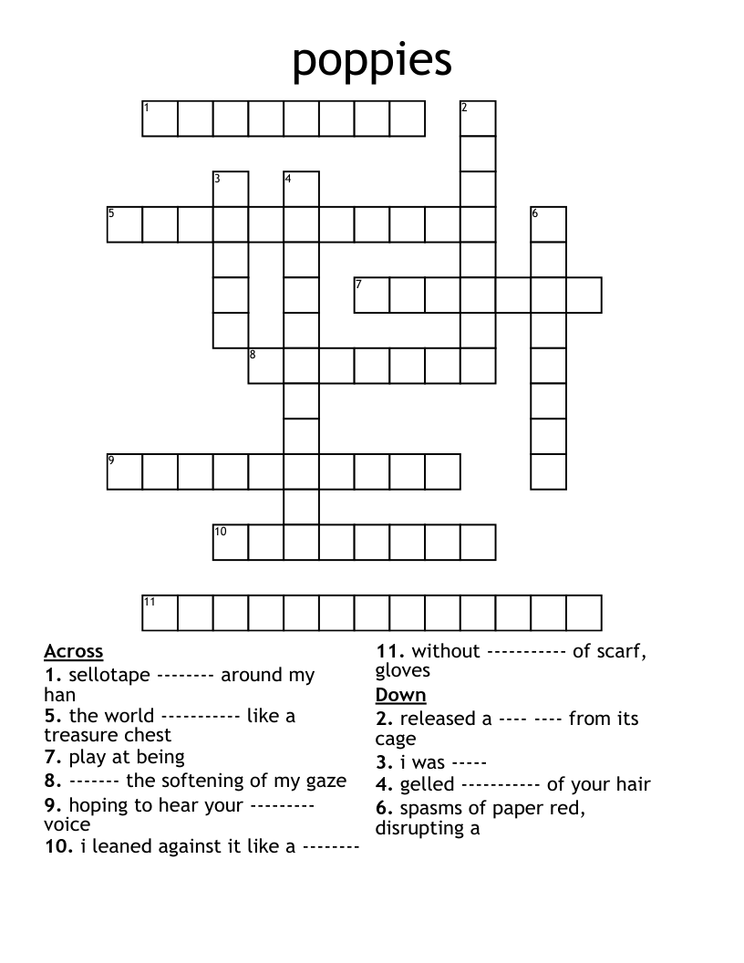poppies Crossword