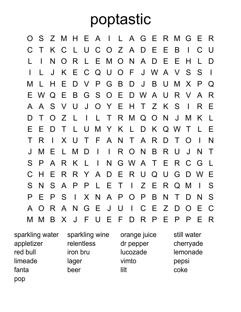 poptastic Word Search