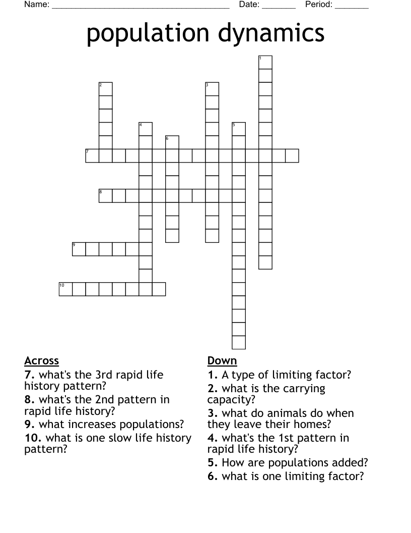 population dynamics Crossword