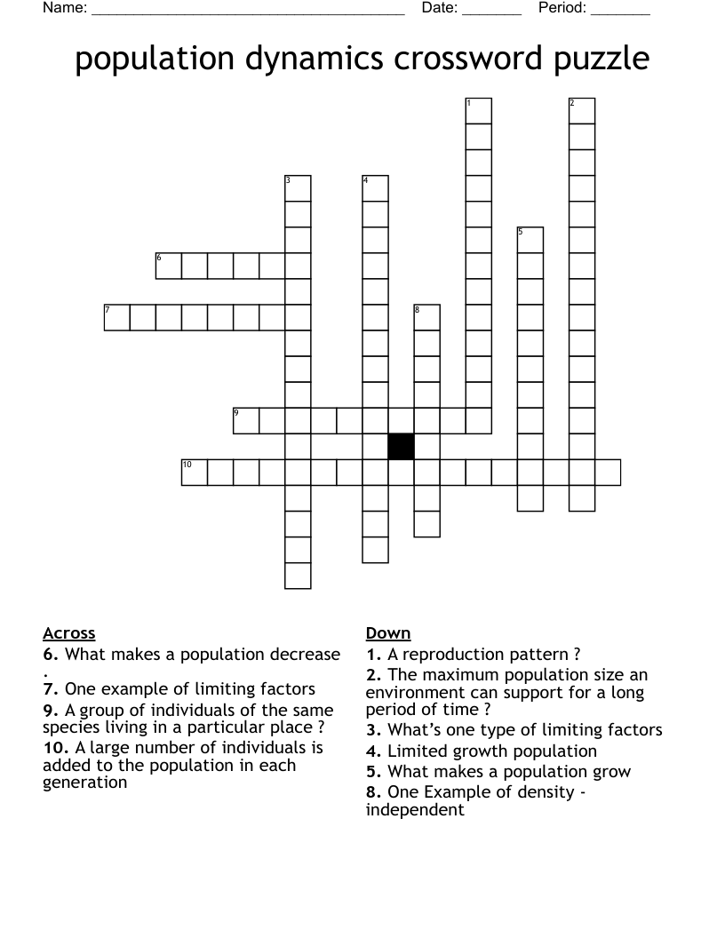 population dynamics crossword puzzle