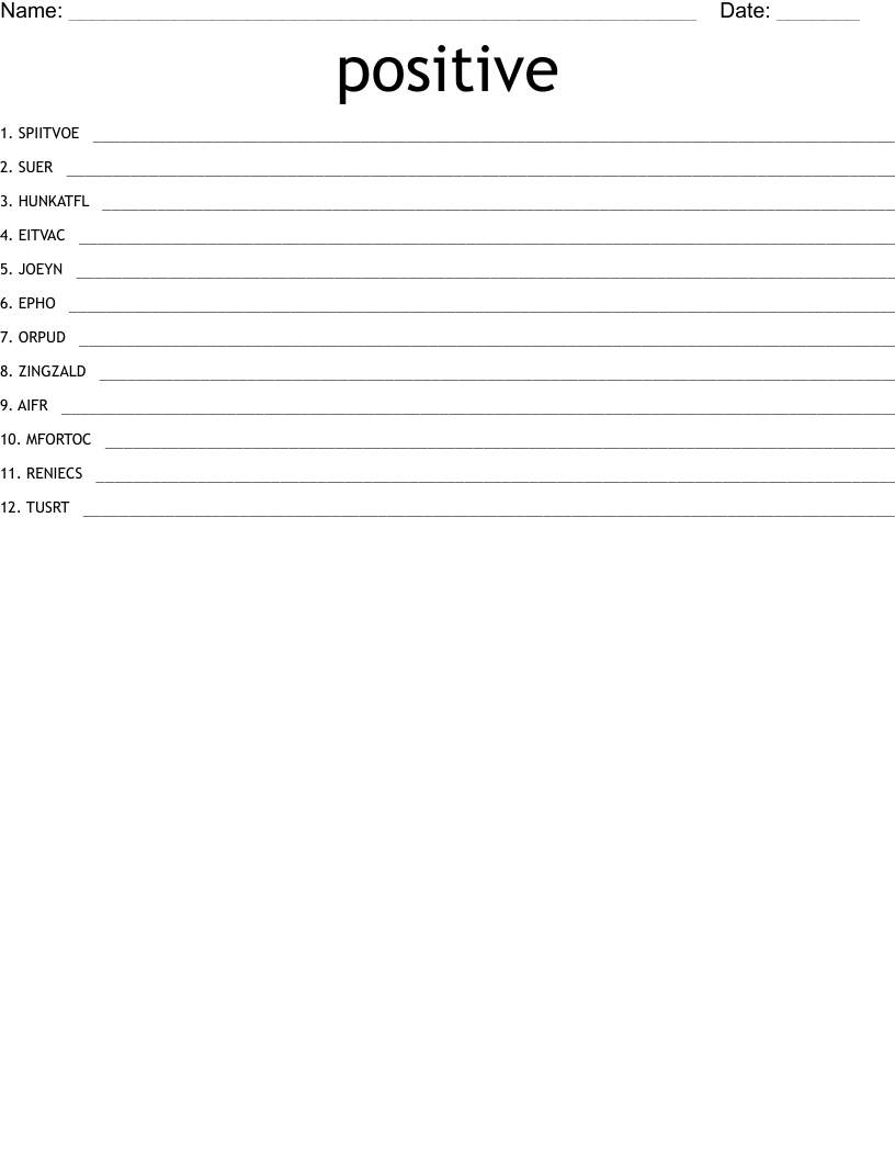 positive Word Scramble
